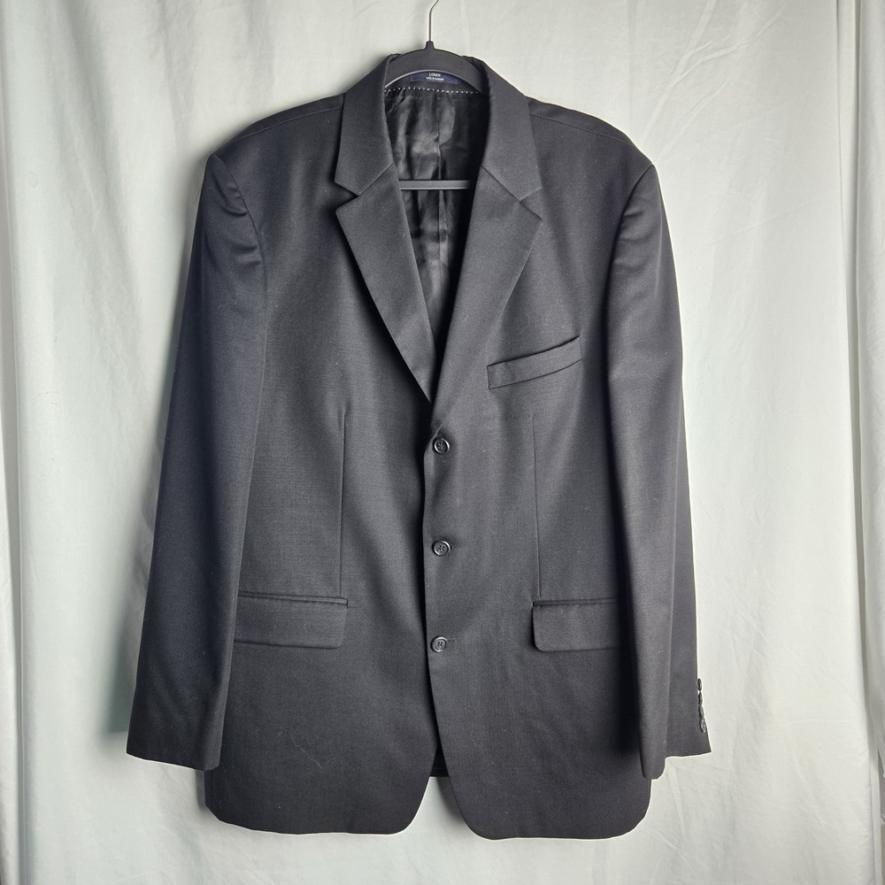 J Crew 100% Wool 3 Button Blazer‎ Mens 44R Black Single Vent Sport Coat Preppy